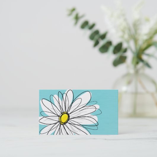 Aqua und gelber weißlicher Daisy benutzerdefiniert Visitenkarte (Stehend Vorderseite)