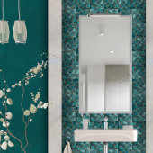 Aqua und Gold, abstrakte Kies N1 Fliese