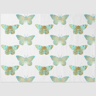 Aqua- und Gold-Blumendesign 2 Seidenpapier