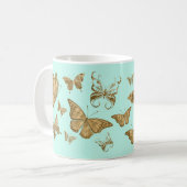 Aqua und Gold Butterfly Tasse (Vorderseite Links)