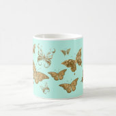 Aqua und Gold Butterfly Tasse (Mittel)