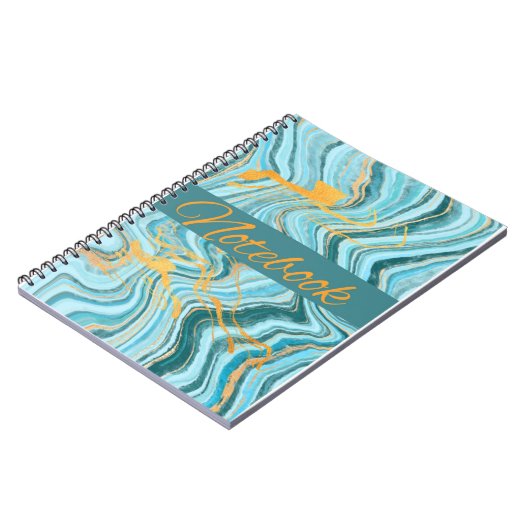 Aqua- und Gold-Farbheft Notizblock (Linke Seite)