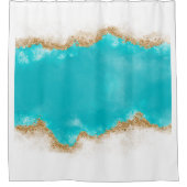 Aqua und Gold Glitzer Bad Duschvorhang (Vorderseite)