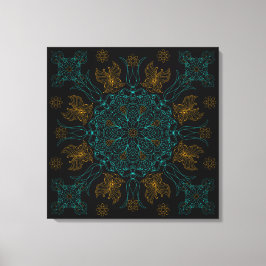 Aqua und Gold Mandala Kunst und Kultur Leinwanddruck