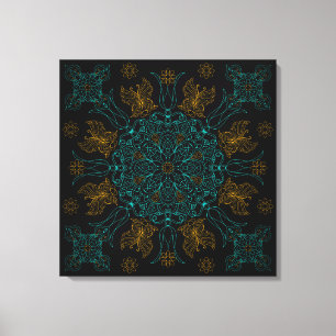 Aqua und Gold Mandala Kunst und Kultur Leinwanddruck