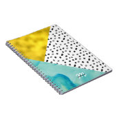 Aqua und Gold Mixed Media Mit Monogramm Notizblock (Rechte Seite)
