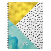 Aqua und Gold Mixed Media Mit Monogramm Notizblock (Vorderseite)