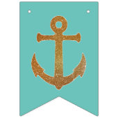 Aqua und Gold Nautical Wedding Bunting Wimpelkette (Erste Fahne)