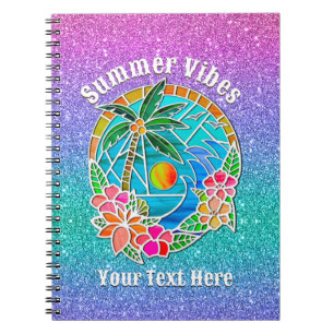 Aqua und Gold Ozean Palme Sommerlandschaft Notizblock