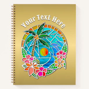 Aqua und Gold Ozean Palme Sommerlandschaft Notizblock