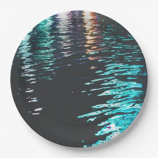 Aqua und Gold Reflections Papier Party Teller (Vorderseite)