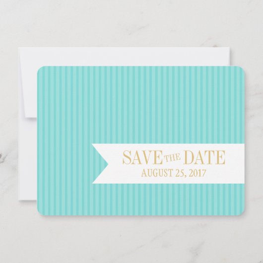 Aqua und Gold Seashell Save the Date (Rückseite)