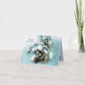 Aqua und Gold Vintag Lily Brooch Karte (Vorderseite)