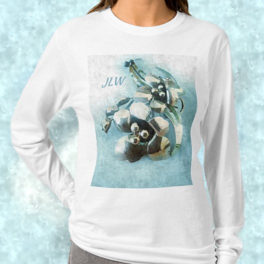 Aqua und Gold Vintage Metalllilie T-Shirt