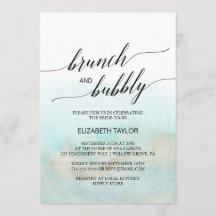 Aqua und Gold Wassercolor Beach Brunch und Bubbly