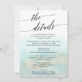 Aqua und Gold Wasserfarben Strand - alles in einer Einladung (Rückseite)