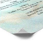 Aqua und Gold Watercolor Beach Drink Menü Schild (Ecke)