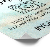 Aqua und Gold Watercolor Beach Oh Snap Zeichen Poster (Ecke)