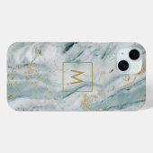 Aqua- und Golddrucke Mit Monogramm Case-Mate iPhone Hülle (Rückseite (Horizontal))