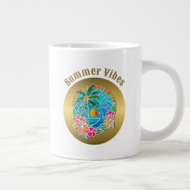Aqua und Golden Ocean Palm Tree Sommerlandschaft Jumbo-Tasse