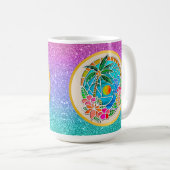 Aqua und Golden Ocean Palm Tree Sommerlandschaft Kaffeetasse (VorderseiteRechts)