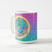 Aqua und Golden Ocean Palm Tree Sommerlandschaft Kaffeetasse (Vorderseite Links)