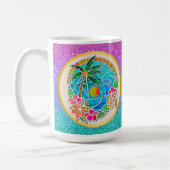 Aqua und Golden Ocean Palm Tree Sommerlandschaft Kaffeetasse (Links)