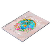 Aqua und Golden Ocean Palm Tree Sommerlandschaft Notizblock (Linke Seite)