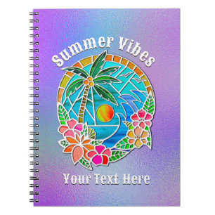 Aqua und Golden Ocean Palm Tree Sommerlandschaft Notizblock