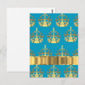 Aqua- und Goldkronenmuster Postkarte (Vorne/Hinten)