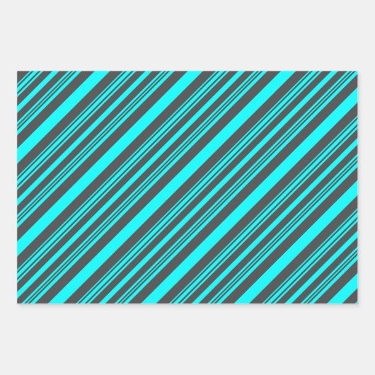 Aqua und Grau, Grün und Schwarz, Hot Pink und Blau Geschenkpapier Set (Vorderseite)