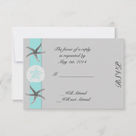 Aqua und Grauband Starfish Response Card RSVP Karte
