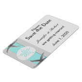 Aqua und Grauband Starfish Save the Date Magnet (Linke Seite)