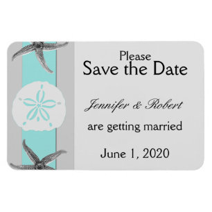 Aqua und Grauband Starfish Save the Date Magnet
