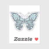 Aqua und Graue Botanische Schmetterlinge Aufkleber (Blatt)