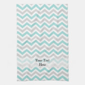 Aqua und graues Zickzack Muster Geschirrtuch (Vertikal)