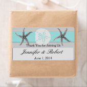 Aqua und Gray Band Hochzeitswasser-Flaschenetikett (Insitu)