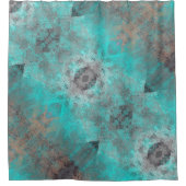 Aqua und Gray Diagonal Geometric Distressed Duschvorhang (Vorderseite)