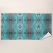 Aqua und Gray Geometric Design Badtuch Strandtuch (Vorderseite)