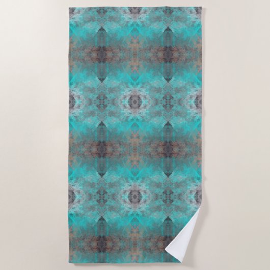 Aqua und Gray Geometric Design Badtuch Strandtuch (Vorderseite)