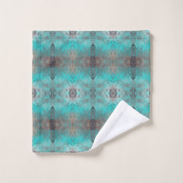 Aqua und Gray Geometric Mustertuch Waschlappen