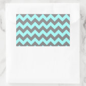 Aqua und Gray Zigzag Rechteckiger Aufkleber (Tasche)