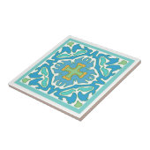 Aqua und Grün-spanische Fliese mit orange Akzent (Seite)