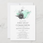 Aqua und Karkohle Flora Rustikale Heilige Kommune Einladung (Vorderseite)