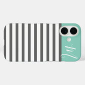 Aqua- und Karkohle Preppy-Streifen, kundenspezifis Case-Mate iPhone Hülle (Rückseite (Horizontal))