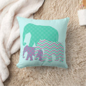 Aqua und Lavender Elephants werfen Kissen (Decke)