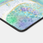 Aqua- und Lila Agate-Muster mit Monogramm Schreibtischunterlage (Ecke)