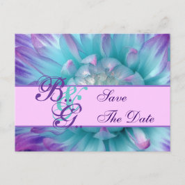 Aqua und Lila Blume Petals Save the Date Ankündigungspostkarte