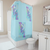 Aqua und lila Giraffen personalizable Duschvorhang (Beispiel)