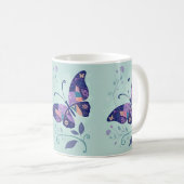 Aqua und Lila Schmetterling Kaffeetasse (VorderseiteRechts)